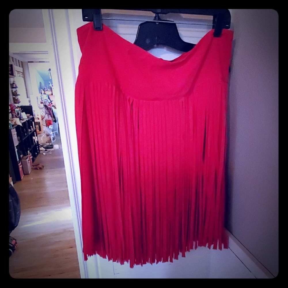 Red fringe skirt